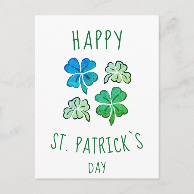 Green Shamrock Clover Happy St. Patrick`s day  Postcard (Front)