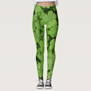 Green shamrock clover leggings for St.Patricks day