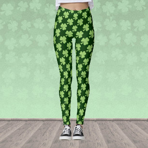 Green Shamrock Clover Polka dots St. Patrick's Day Leggings