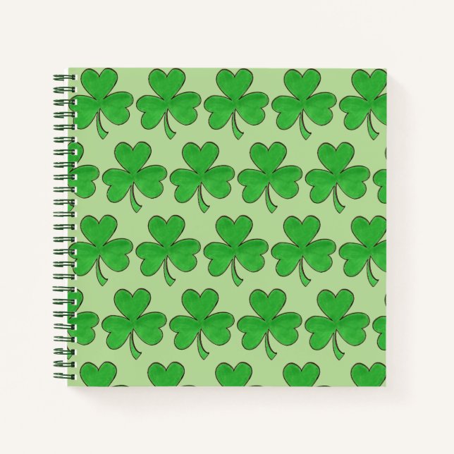 Green Shamrock Clover St. Paddy's Day Personalised Notebook (Front)