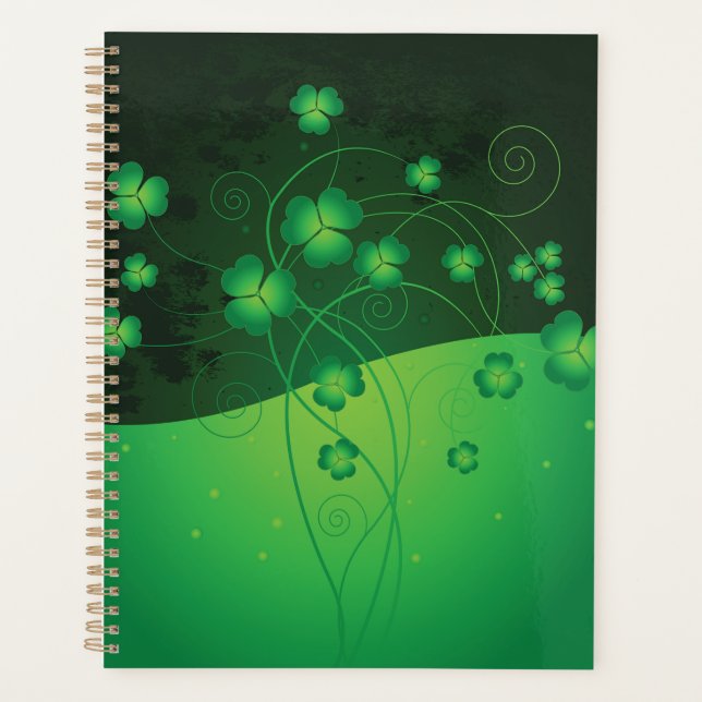 Green Shamrock Clover St Patrick’s Day Luck Planner (Front)