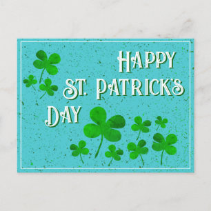 Green Shamrock Clovers Happy St. Patrick`s Day Holiday Postcard