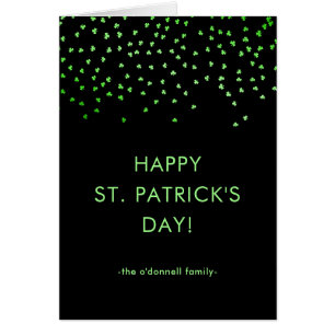 Green Shamrock Confetti on Black St Patrick's Day