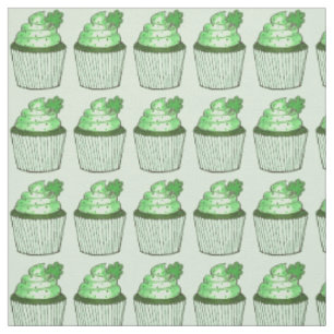 Green Shamrock Cupcakes Saint Patrick's Day Lucky Fabric