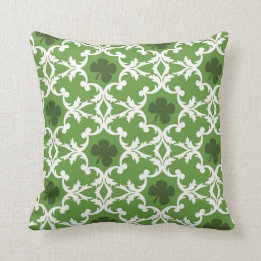 Green Shamrock Damask Cushion