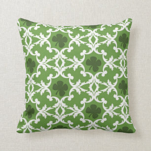 Green Shamrock Damask Cushion
