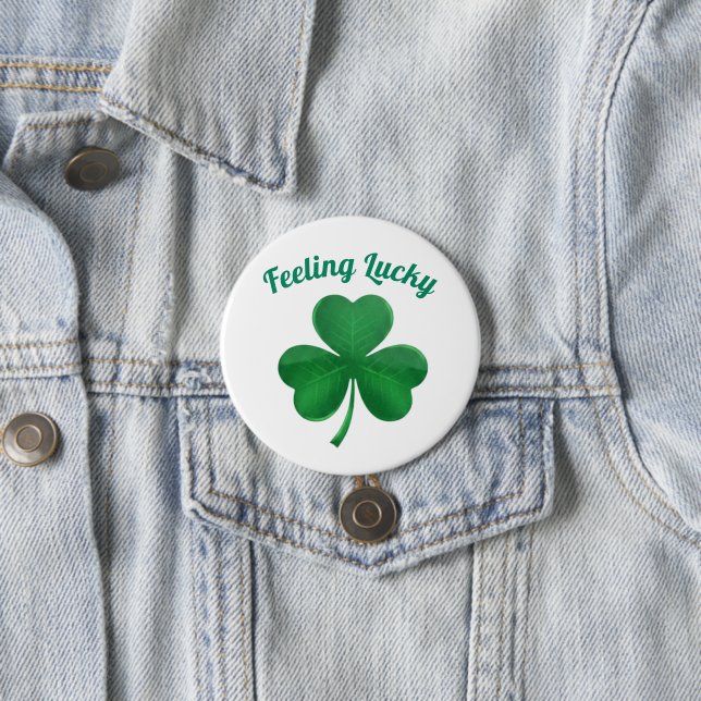Green Shamrock Feeling Lucky St. Patrick's Day But 7.5 Cm Round Badge (In Situ)