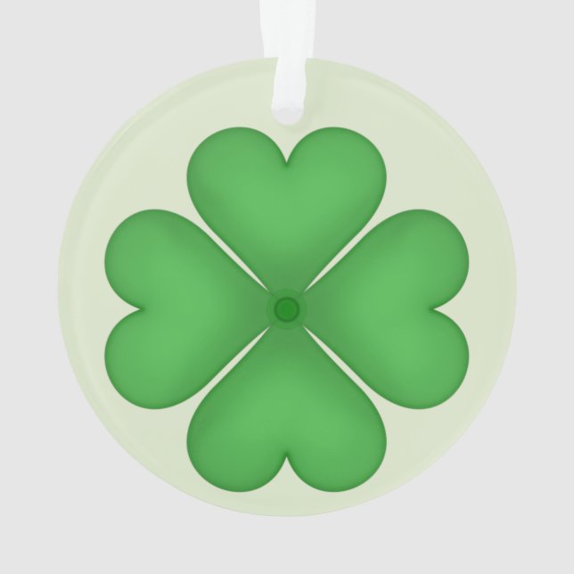 Green Shamrock Four leaf Clover Hearts Ornament (Back)
