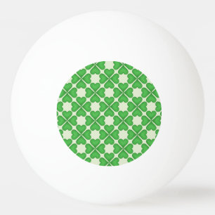 Green Shamrock Four leaf Clover Hearts pattern Ping Pong Ball