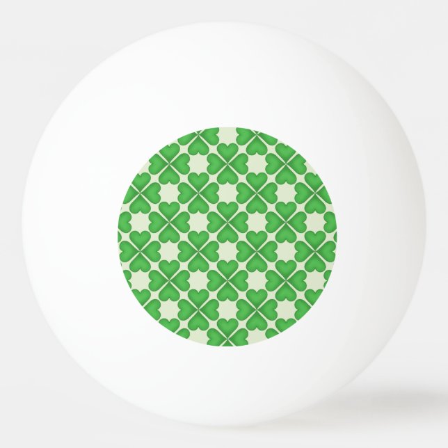 Green Shamrock Four leaf Clover Hearts pattern Ping Pong Ball (Front)