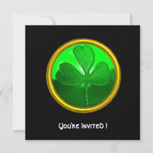 GREEN SHAMROCK GEMSTONE ,ST PATRICK'S DAY PARTY INVITATION