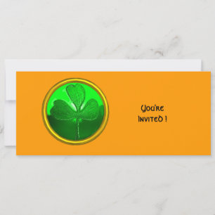 GREEN SHAMROCK GEMSTONE ,ST PATRICK'S DAY PARTY INVITATION