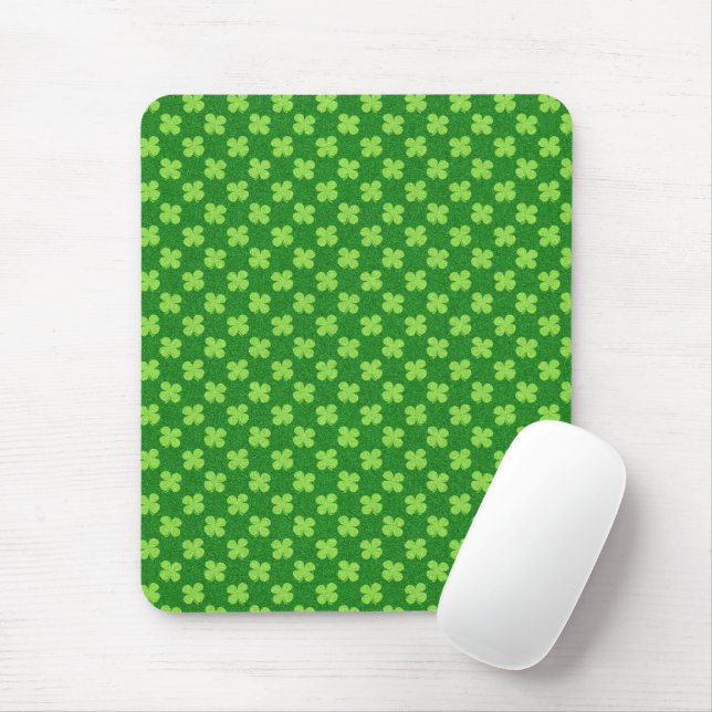 Green Shamrock Glitter Mouse Mat (With Mouse)