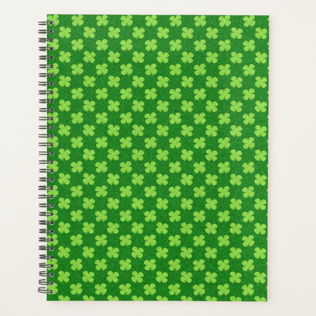 Green Shamrock Glitter Planner (Front)