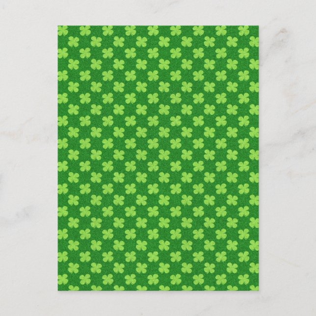 Green Shamrock Glitter Postcard (Front)