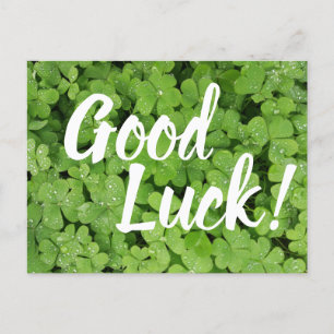Green Shamrock Good Luck greetings card