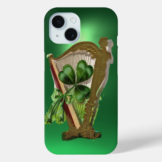 GREEN SHAMROCK HARP green Case-Mate iPhone Case (Back)