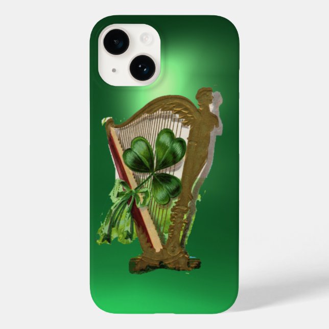 GREEN SHAMROCK HARP green Case-Mate iPhone Case (Back)