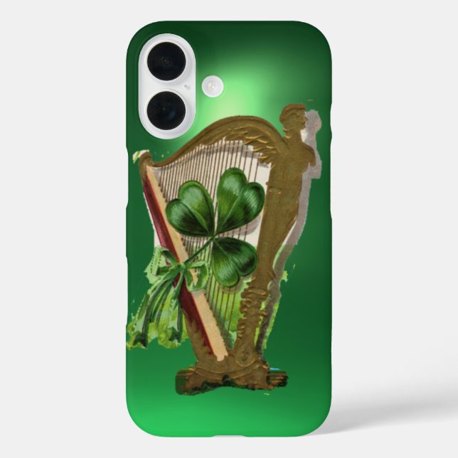 GREEN SHAMROCK HARP green Case-Mate iPhone Case (Back)