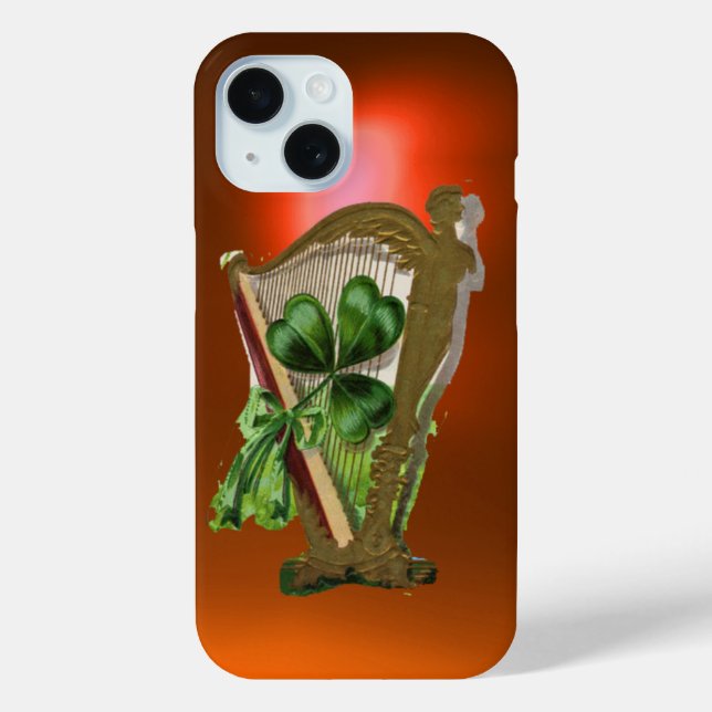 GREEN SHAMROCK HARP orange Case-Mate iPhone Case (Back)