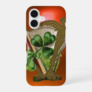 GREEN SHAMROCK HARP orange iPhone 16 Case