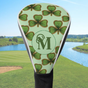 Green Shamrock Head Covers With Custom Monogram