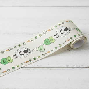 Green Shamrock Heart Balloons & Irish Sheep Grosgrain Ribbon