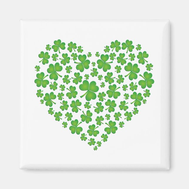 Green Shamrock Heart Magnet (Front)
