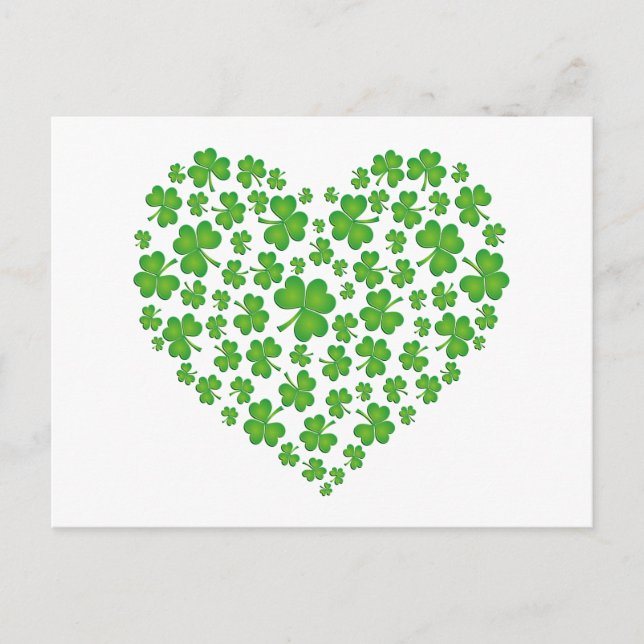 Green Shamrock Heart Postcard (Front)