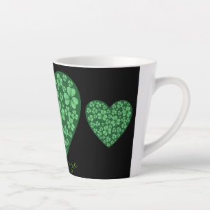green Shamrock heart St Patrick's Day Latte Mug