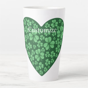 Green Shamrock heart St Patrick's Day  Latte Mug
