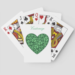 green Shamrock heart St Patrick's Day Playing Cards