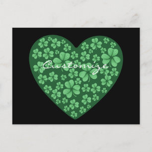 green Shamrock heart St Patrick's Day Postcard