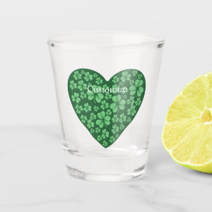 Green Shamrock heart St Patrick's Day Shot Glass