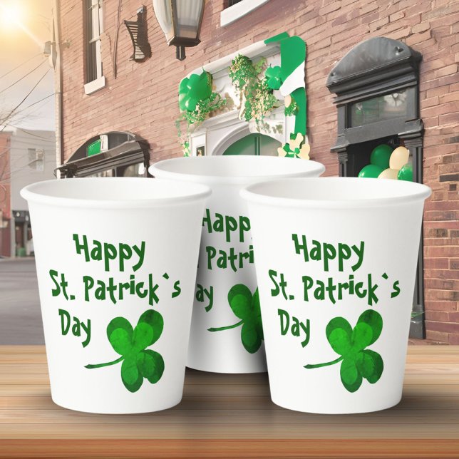Green Shamrock Irish Happy St. Patrick`s Day Paper Cups (Creator Uploaded)
