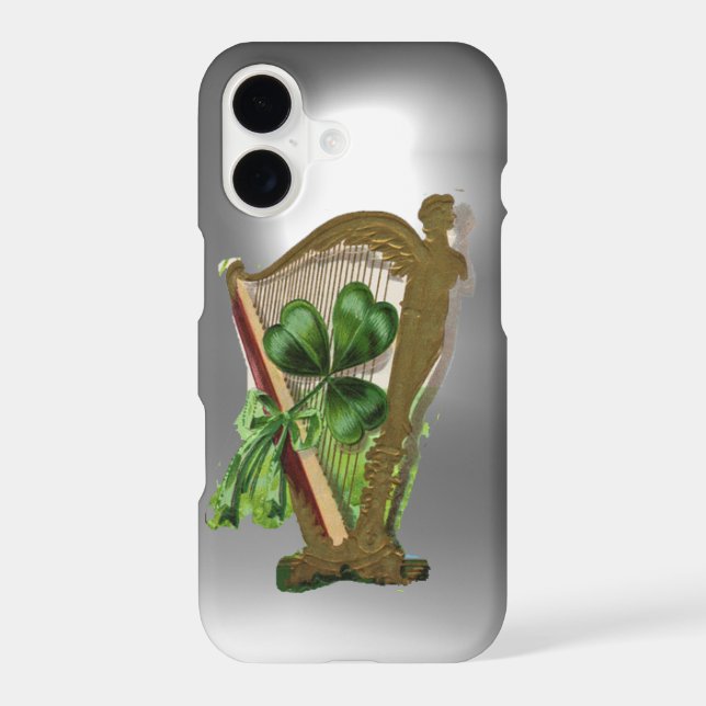 GREEN SHAMROCK IRISH HARP White Grey (Back)