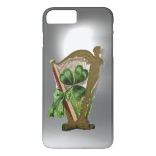 GREEN SHAMROCK IRISH HARP White Grey iPhone 8 Plus/7 Plus Case