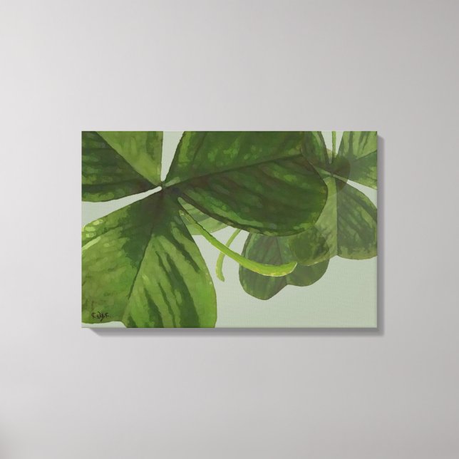 Green Shamrock Leaves Collage Canvas Print (Front)