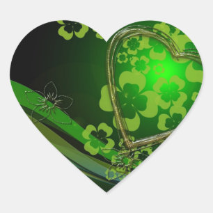 Green shamrock love heart sticker