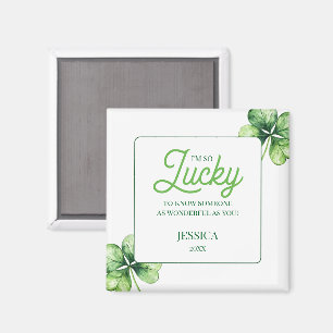 Green Shamrock Luck Custom Lucky St Patricks Day Magnet