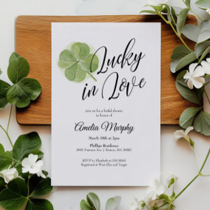 Green Shamrock Lucky in Love Bridal Shower Invitation