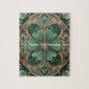 Green Shamrock Mandala Jigsaw Puzzle