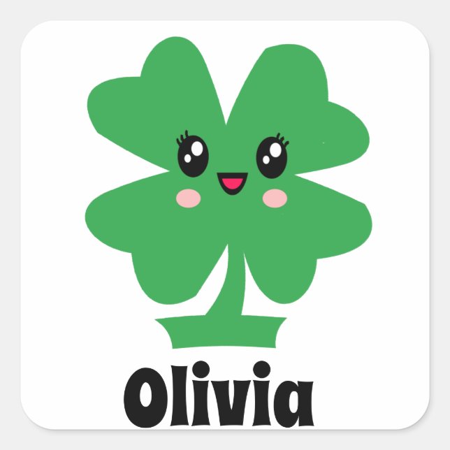  Green Shamrock Name Sticker (Front)