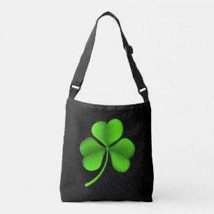 Green Shamrock on Black cbbcnt Crossbody Bag