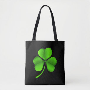 Green Shamrock on Black stt Tote Bag