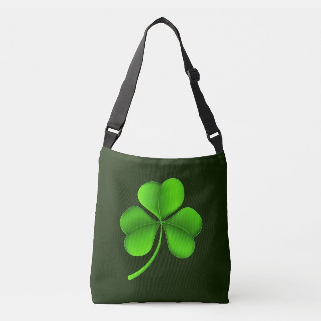 Green Shamrock on Dark Green cbbcnt Crossbody Bag (Front)