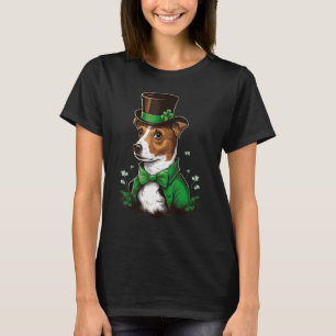 Green shamrock on St Patricks Day Jack Russell Ter T-Shirt