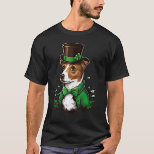 Green shamrock on St Patricks Day Jack Russell Ter T-Shirt