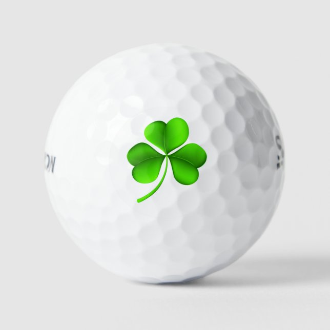 Green Shamrock On White ssf gbcnt Golf Balls (Front)