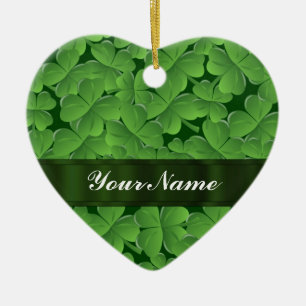Green shamrock pattern ceramic tree decoration